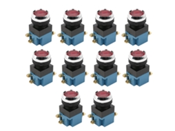 Interruptor De Botão Push Auto-reset Flat Round 1no 1nc 25mm La19-11 Vermelho 10pcs