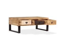 Mesa de Centro HARLANV1 medindo 90x50x35 cm de Madeira Mangueira Maciça com 3 Gavetas