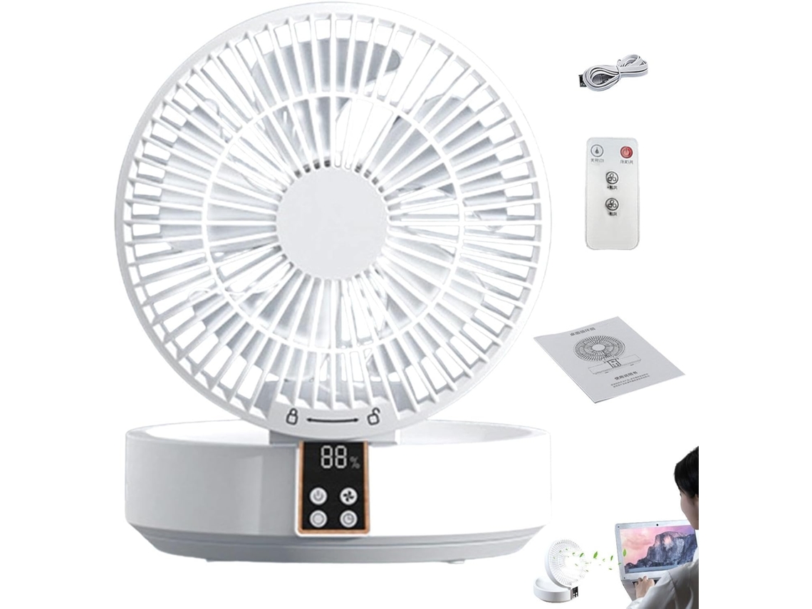 Mini Ventilador De Mesa, 3 Velocidades, Ajustável Em 330°, Alimentado