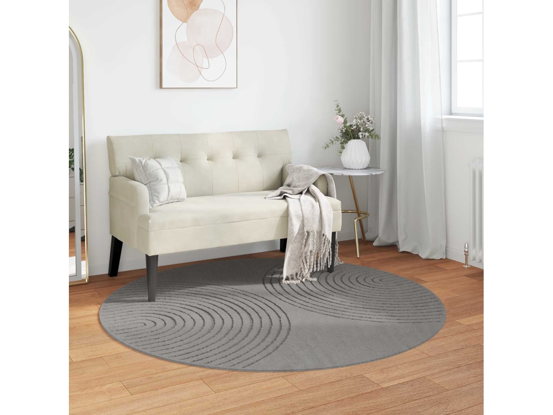 Vidaxl Tapete Interno Galati Cinzento Ø 200 Cm Poliéster