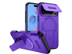 Capa Com Suporte Magsafe Para Iphone 17 Pro Max - Abertura Deslizante Com Proteção De Câmara