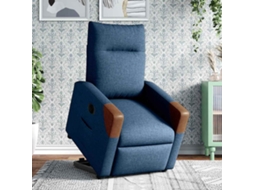 Poltrona de Sala - Cadeira de Descanso - Poltrona Reclinável Elevatória Elétrica Tecido Azul HARLANV1