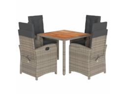 Conjunto de 5 Jantar para Jardim com Almofadões Vime Pe Cinza MAISON EXCLUSIVE
