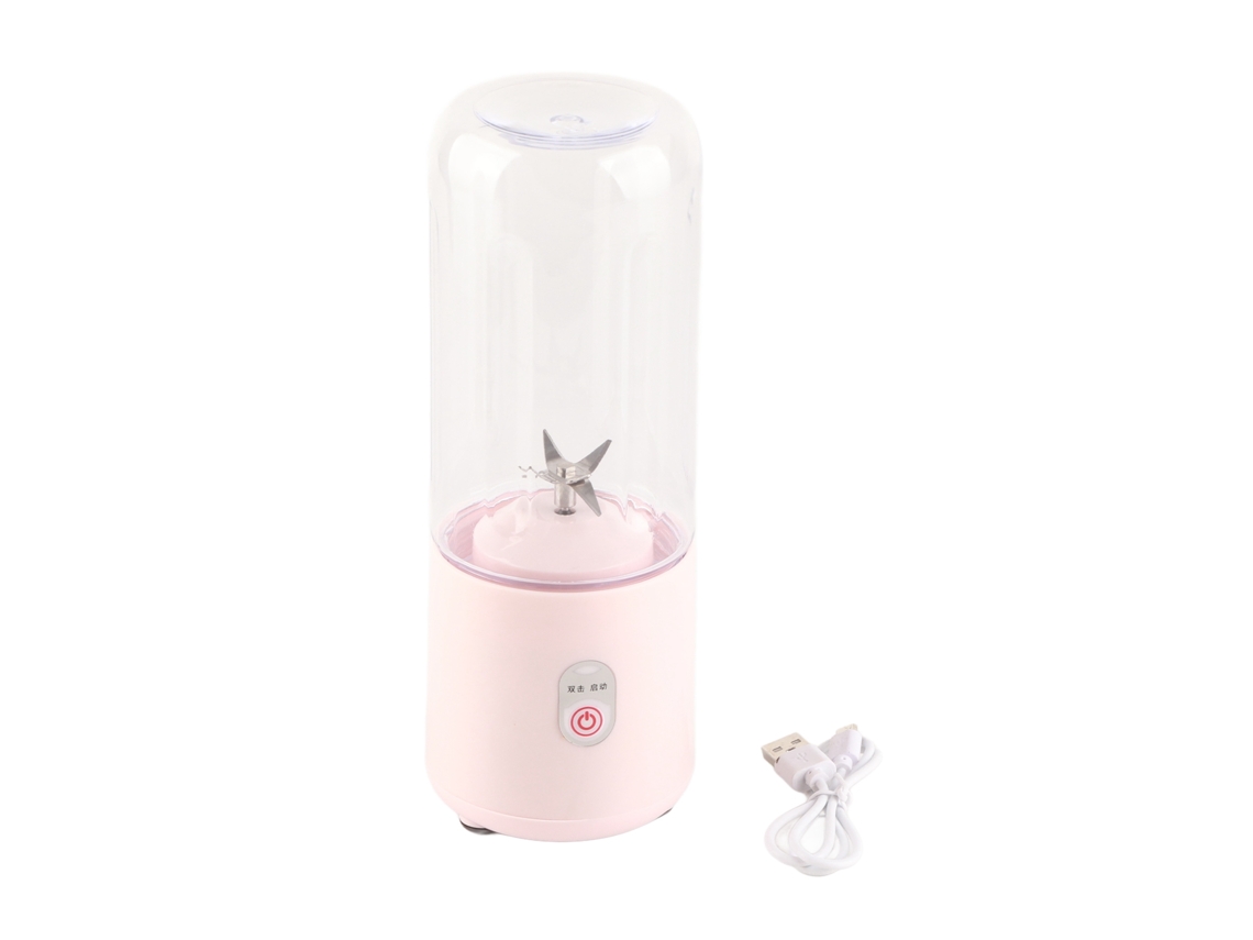 Máquina de Suco Portátil 500ml Rosa com 6 Lâminas e Carregamento USB S/MARCA para Frutas e Verduras