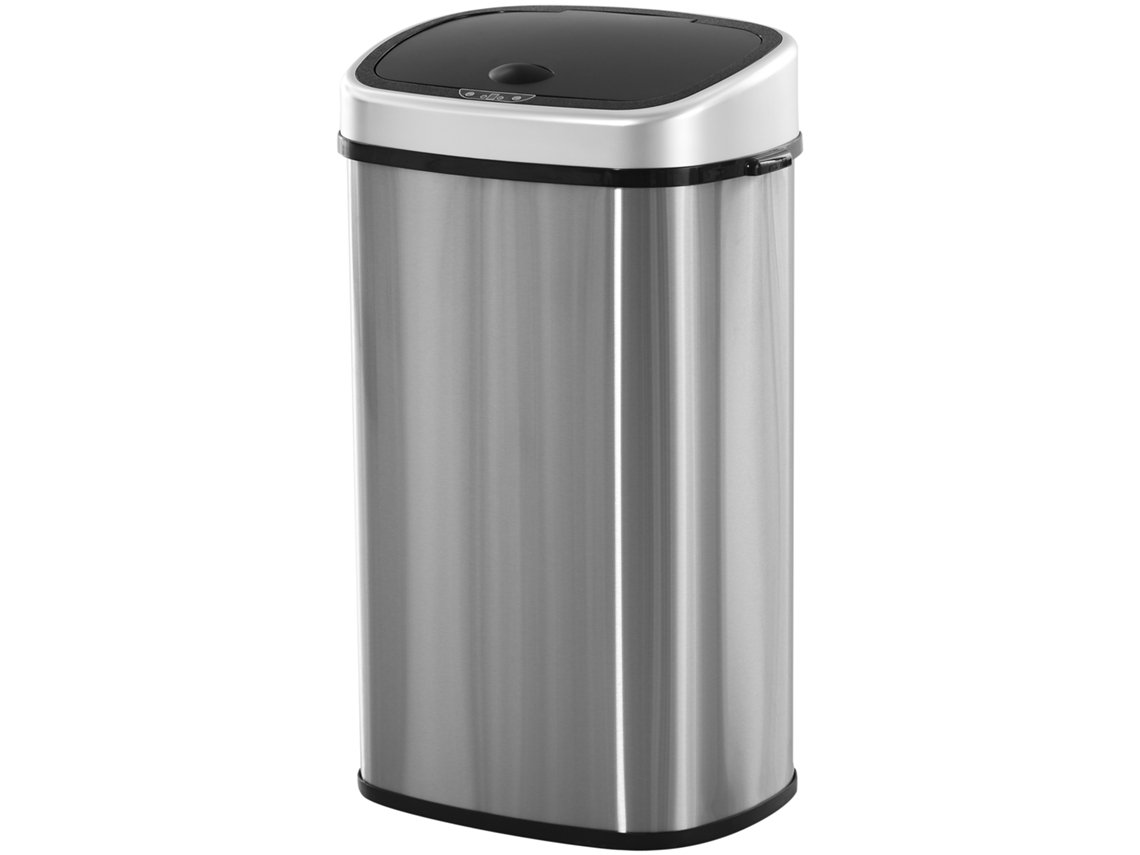 Lixeira Sensor com 58l Aço Inoxidável, Impermeável, Fechamento Automático, Prateada