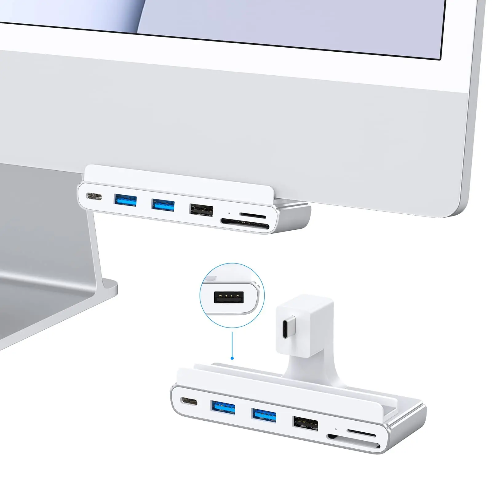 Hub Usb-c Para Imac De 24 Polegadas, Hub Usb-c 7 Em 1, Usb 3.0 5gbps, Leitor De Cartão Sd/tf.