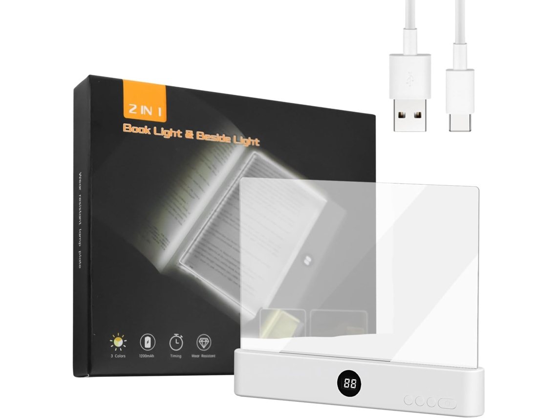 Luminária De Leitura Plana E Recarregável Para Estudantes, Com Led, 3