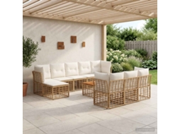 Vidaxl Conjunto De Sofás Para Exterior 11 Unid. Natural E Branco Creme
