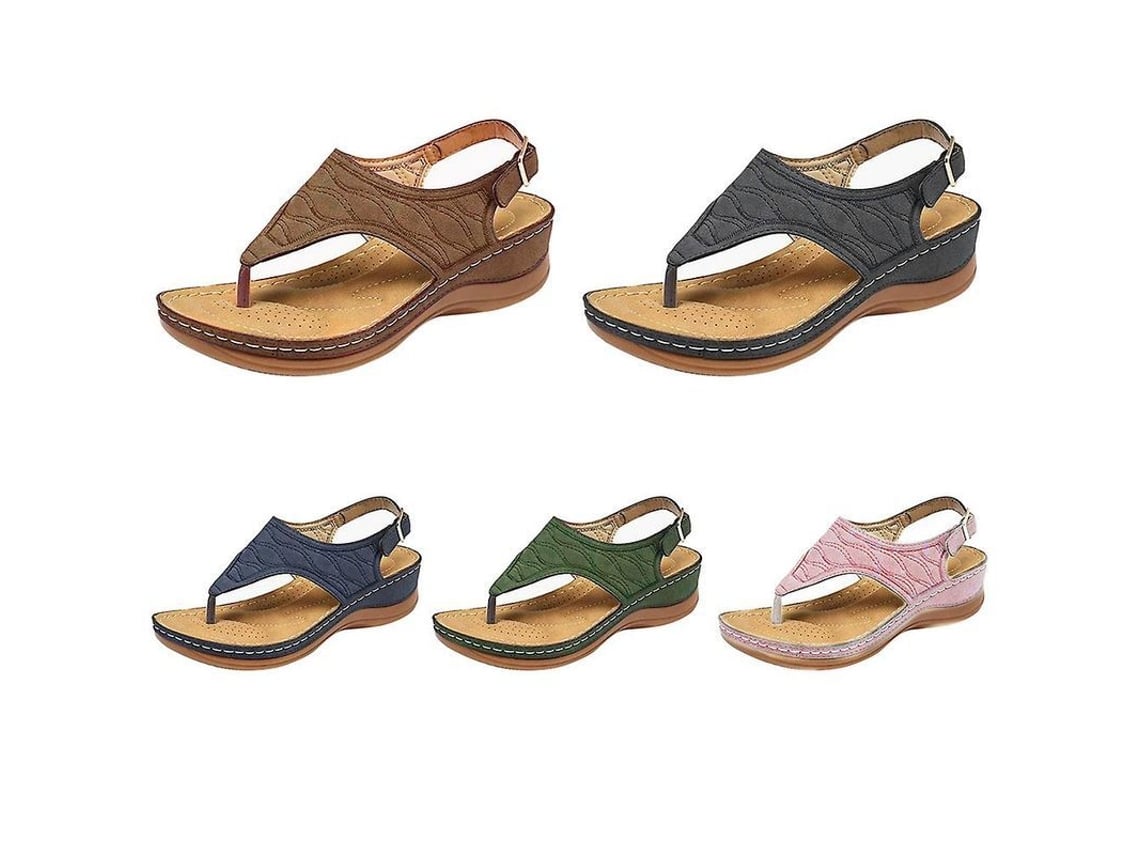 2026 sandálias Femininas de Verão com Cinta Ponta Aberta Planas Casuais de Cor Solida Sapatos Sexy Rome Wedges Thong