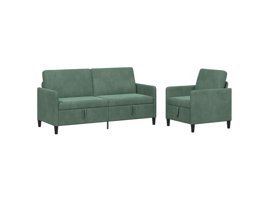 Vidaxl Conjunto De Sofá Com Armazenamento 2 Unid. Verde Do Mar