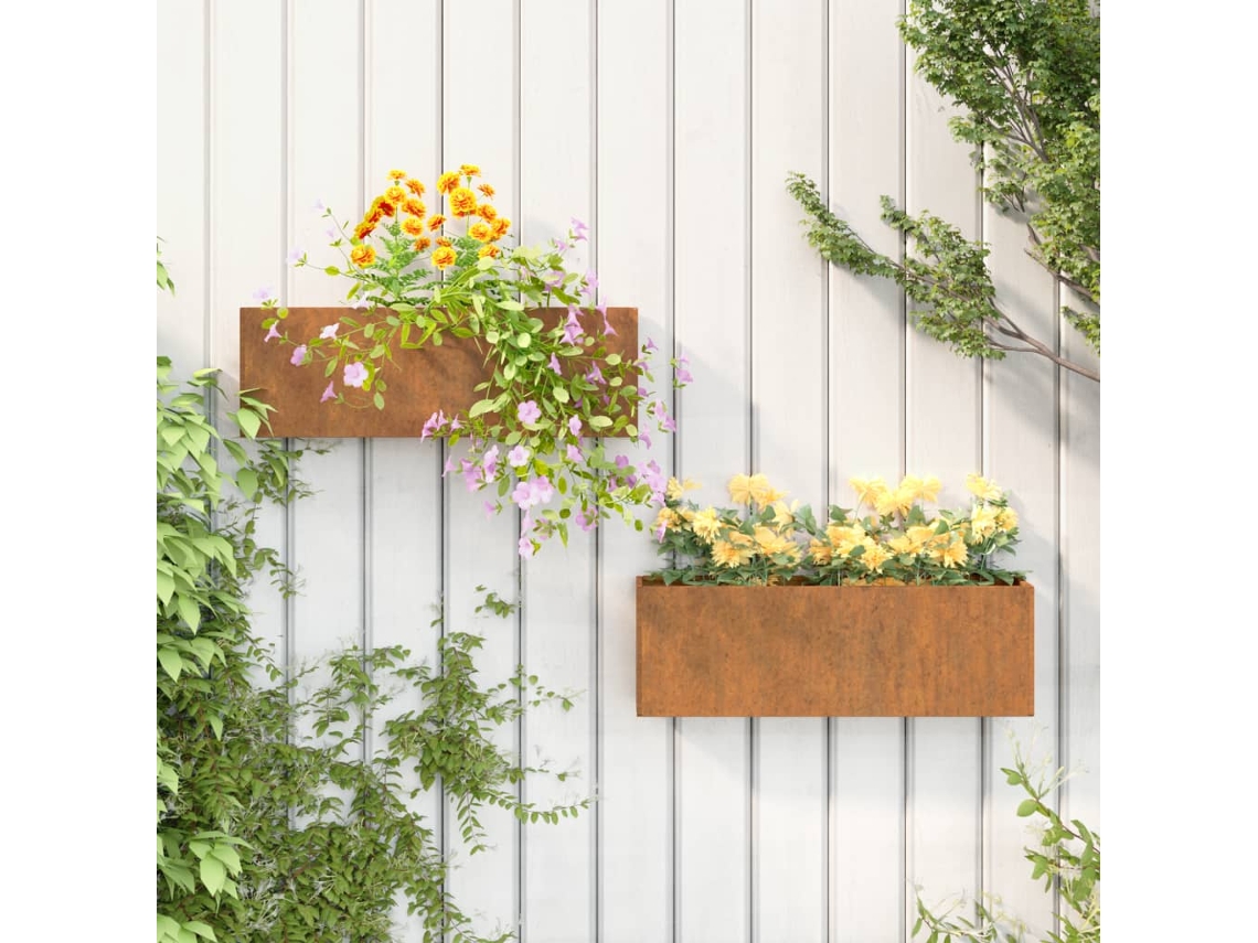 Vasos/floreiras De Parede 2 Pcs Aã§o Corten Cor Enferrujado Dkd Home Decor