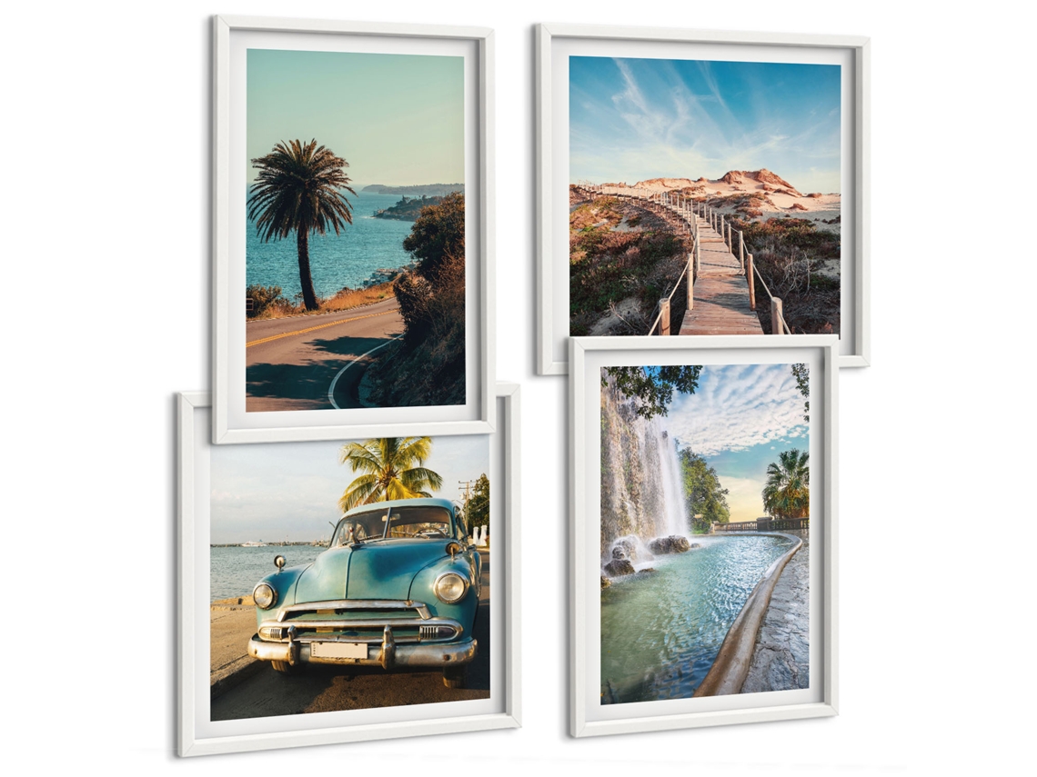 Composição De Quadros Paisagens De Montanha Animais Selvagens Espelharte (4 Peças)