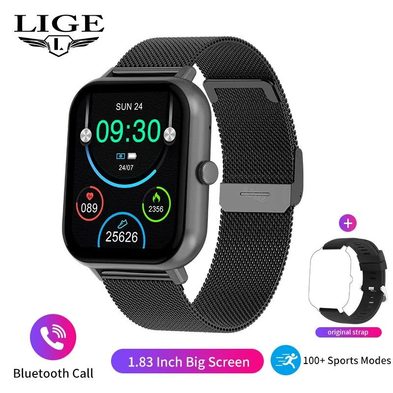 (preto Aço) Smartwatch Com Chamadas Bluetooth, Tela Sensível Ao Toque Universal, Ideal Para Esportes E Fitness