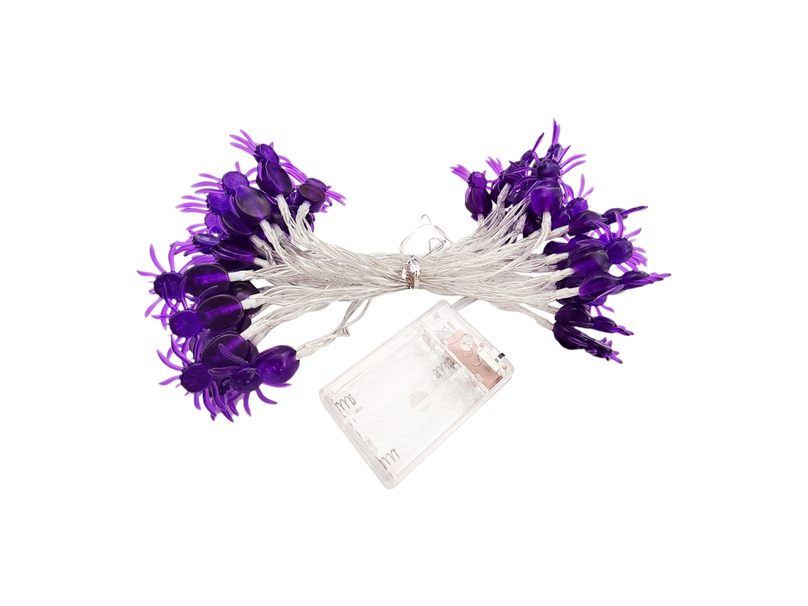 Luzes de Fio de Aranha Roxa Halloween 10ft 20 LEDs à Prova D'água