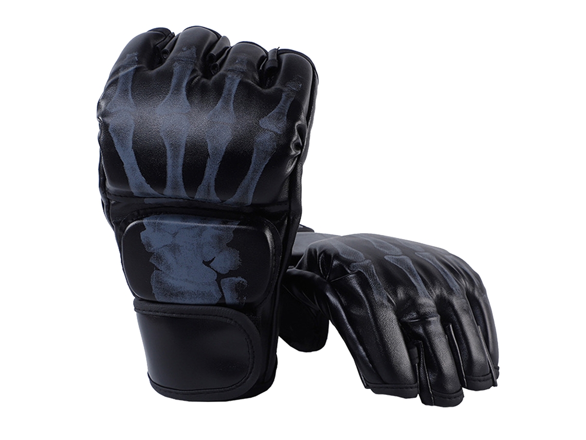 Luvas De Boxe De Meia Manga Pu Ghost Hand Para Mma Muay Thai Luta E Sacos De Pancada Preto 1 Par