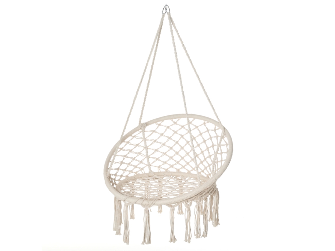 Cadeira Suspensa ESSÊNCIACASA, portátil, Ø 80x42 cm, em algodão/poliéster, bege