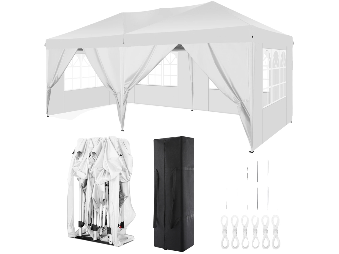 Tenda de toldo, material impermeável, altura ajustável, branca, 3x6 m OEM
