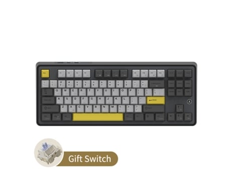 Teclado mecânico para jogos AJAZZ AK870 teclado de escritório três eixos três modos preto cinzento amarelo RGB