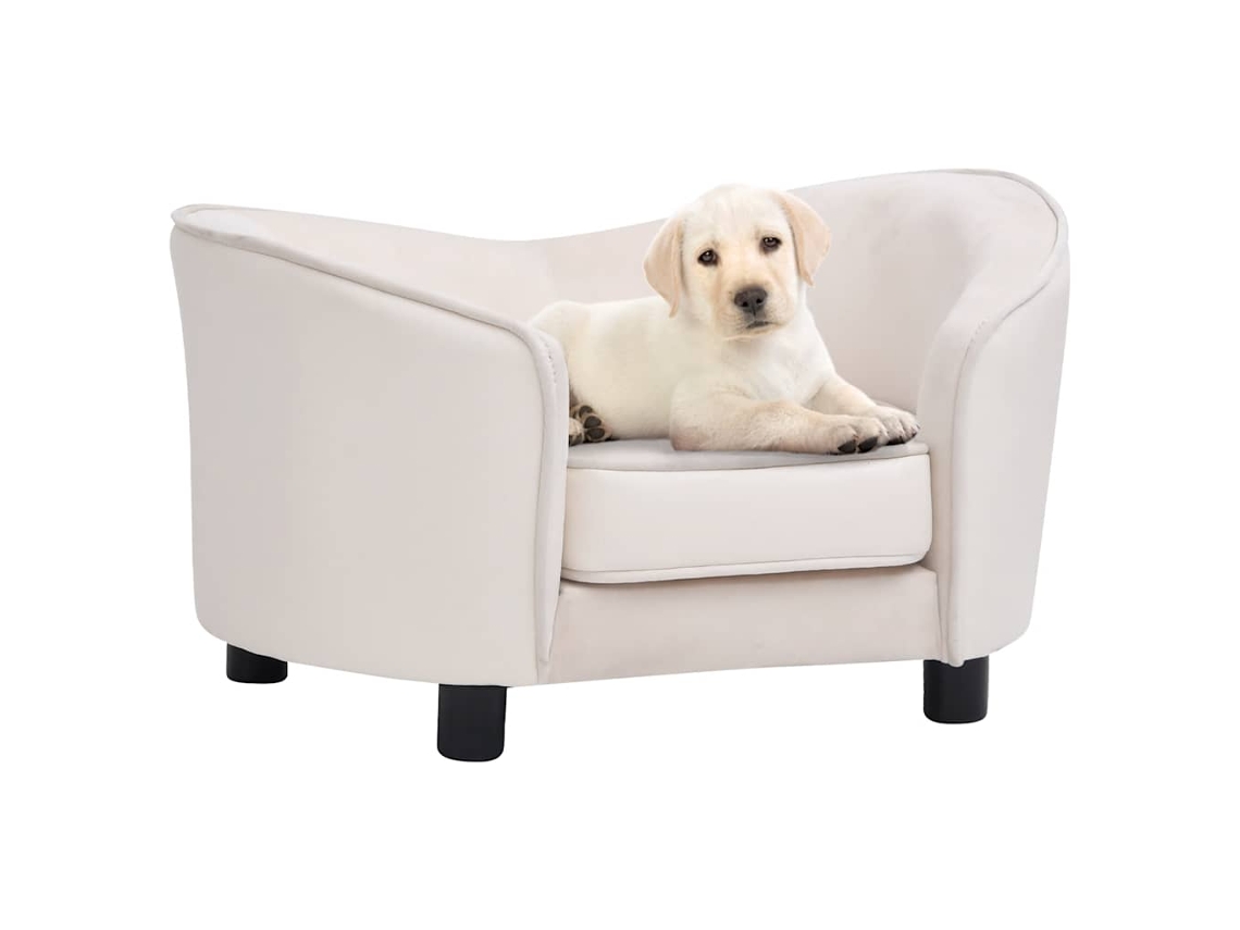Vidaxl Sofá 69x49x40 Cm Pelúcia E Couro Artificial Cor Creme