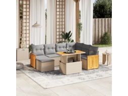 Vidaxl 8 Pcs Conjunto De Sofás P/ Jardim Com Almofadões Vime Pe Bege