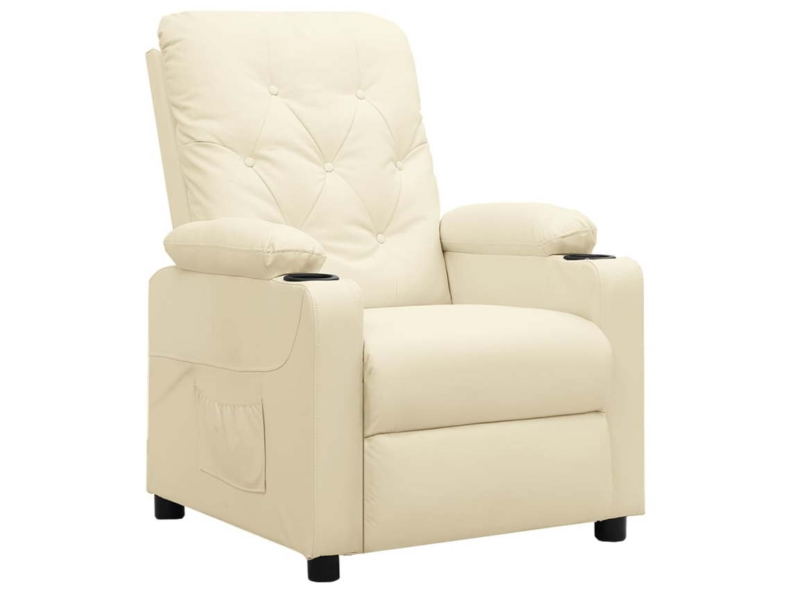 Vidaxl Poltrona Reclinável Couro Artificial Cor Creme