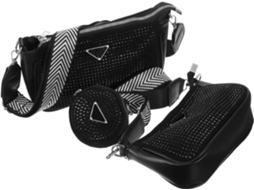 Bolsa Transversal Feminina Com Lantejoulas Em Tecido De Malha Preta, Grande Capacidade, Durável.