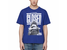 Rockinstone Jaws Movie Beach Closed Solid Royal Adult T-shirt Size:s