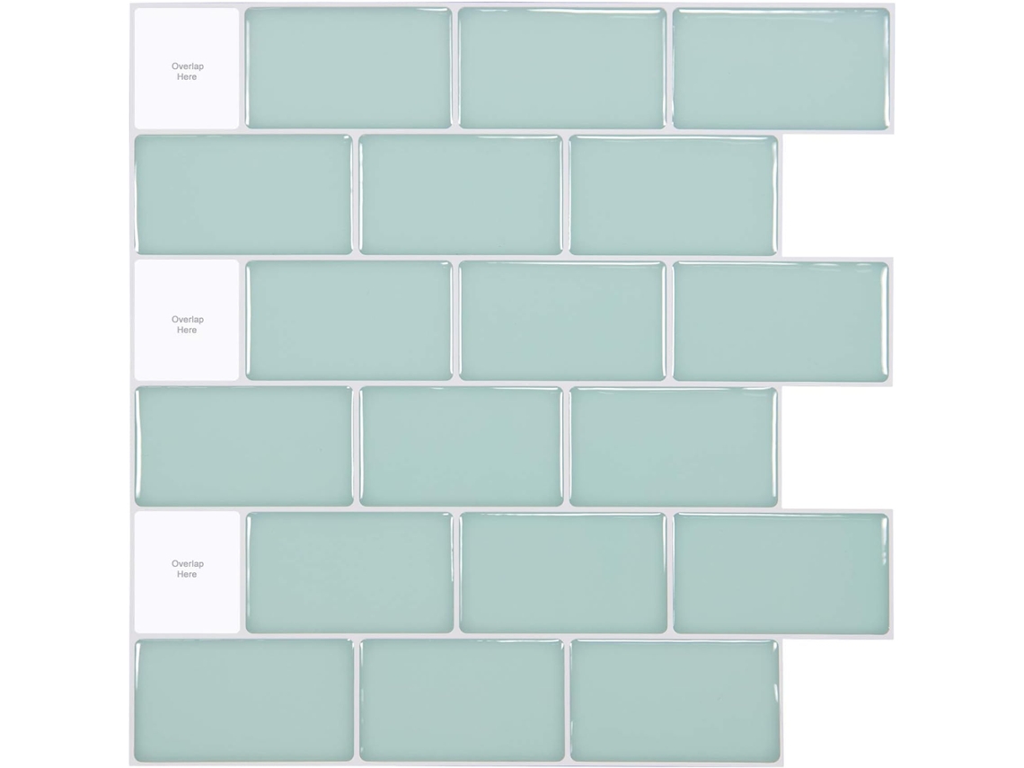 Azulejos Autoadesivos Para Cozinha Art3d, Verde Azulado Brilhante 30 X 30 Cm Aquaforge