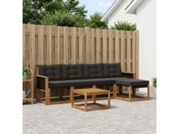 Vidaxl Conjunto De Sofás Para Exterior 6 Unid. Natural E Preto