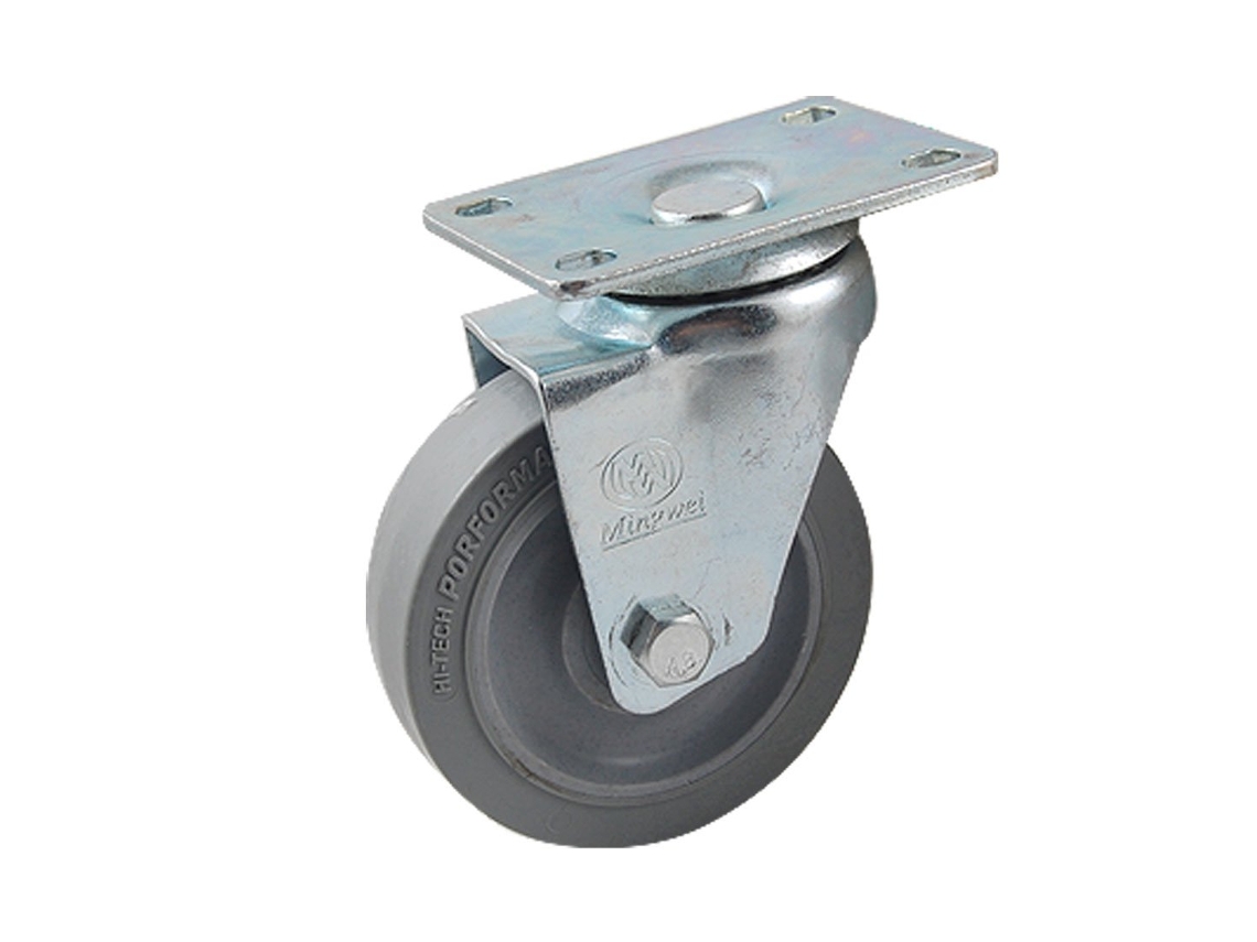 Rodízio Giratório Aexit Com Placa, Borracha, 4", Cinza