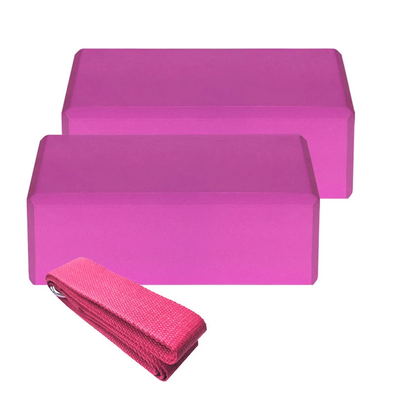 Conjunto Rosa Vermelho) Bloco De Yoga Em Eva E Algodão Para Estabilização De Alças De Yoga