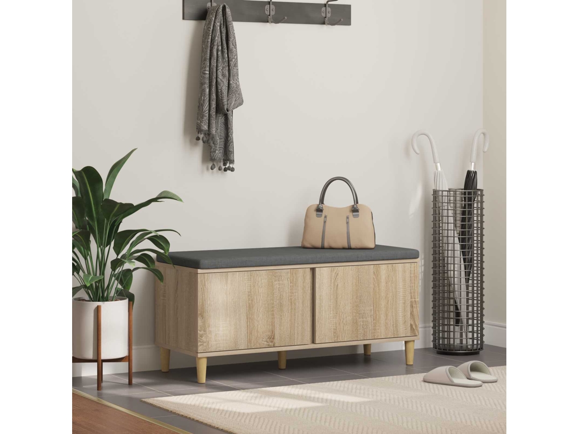Vidaxl Banco De Hall Com Almofada Carvalho Sonoma 100 X 38 X 46 Cm