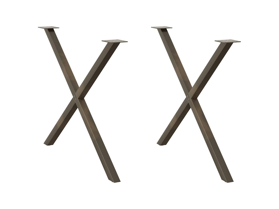Vidaxl Pés Para Mesa De Jantar Em Formato De X, 2 Peças, Aço Natural, 90x(72-73) Cm, Aço