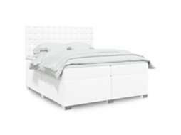 Vidaxl Cama Com Molas/colchão 200x200 Cm Couro Artificial Branco