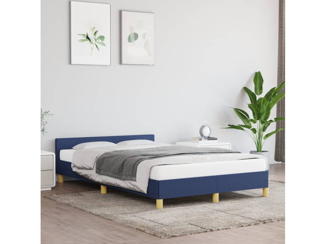 Vidaxl Estrutura De Cama Sem Colchão 120x190 Cm Tecido Azul