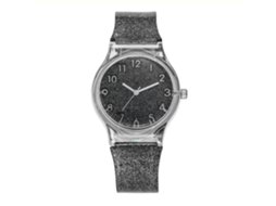 Relógio de Pulso Feminino de Quartzo Clássico Fashion com Pulseira de Silicone Preto