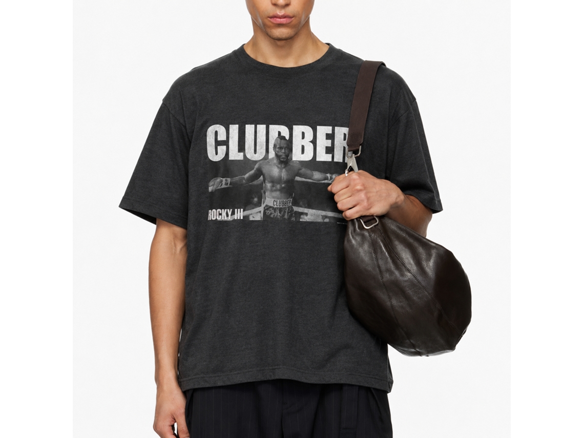 Rockinstone Rocky Movie Clubber Heather Black Adult T-shirt Size:m