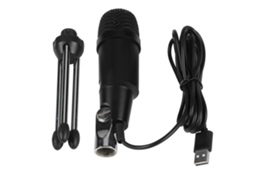 Microfone Condensador Usb Dc5v Preto Para Gravação Em Computador, Voz Online, Mic De Liga De Zinco