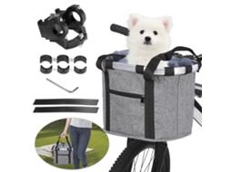 Mali cesto para Bicicleta Frontal Removível para Pets com Moldura de Alumínio e Capacidade Ajustável