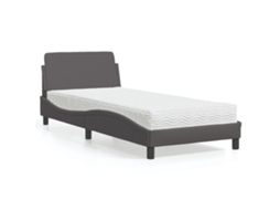 Cama Com Colchão 90x190 Cm Couro Artificial Cinzento