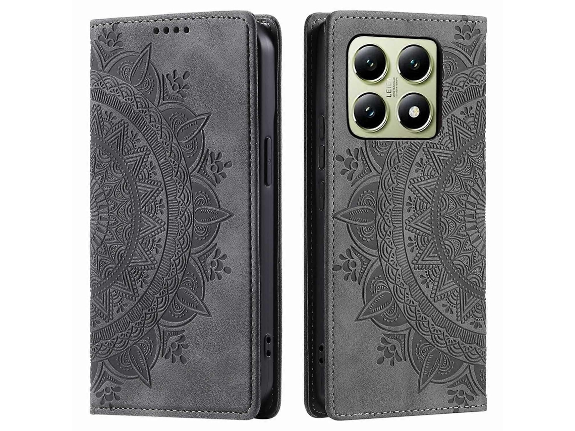 Capa De Couro Estampada Estilo 010 Para Xiaomi 14t Com Fecho Magnético Automático