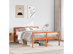 Estrutura Cama C/ Cabeceira 160x200cm Pinho Maciço Castanho-mel