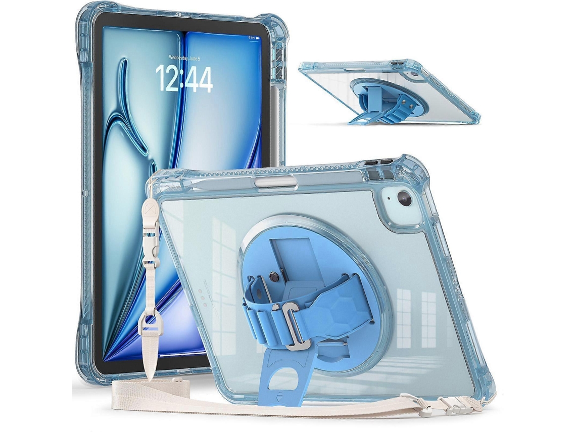 Capa Para Tablet Em Tpu Híbrido Transparente Com Suporte Giratório Para Ipad Air 11 (2025/2024) E Pro 11 (2022).