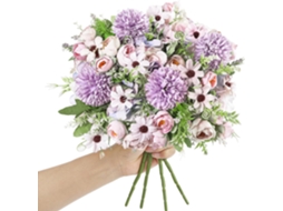 Conjunto de 4 Buquês de Peônias Artificiais e Hortênsias de Seda, Cor Roxa AQUAFORGE