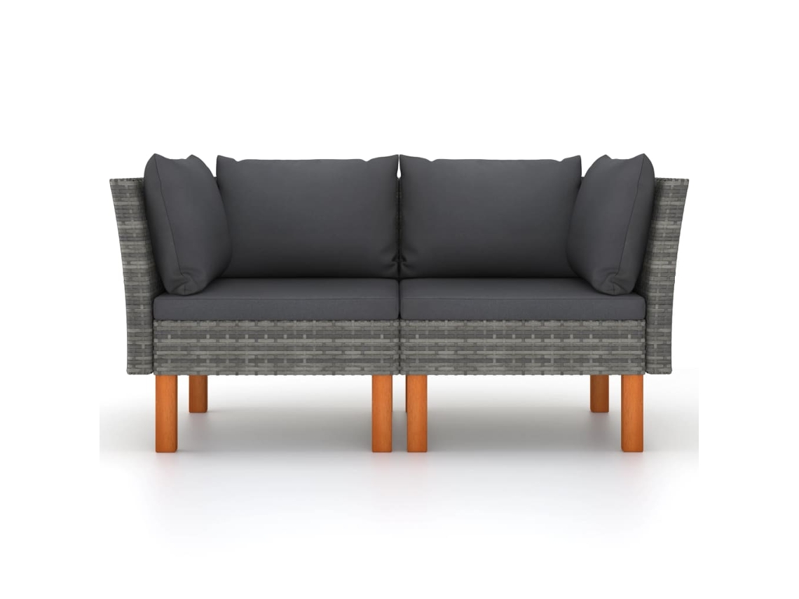 Maison Exclusive - Sofás De Canto 2 Pcs Vime Pe E Madeira De Eucalipto Maciça