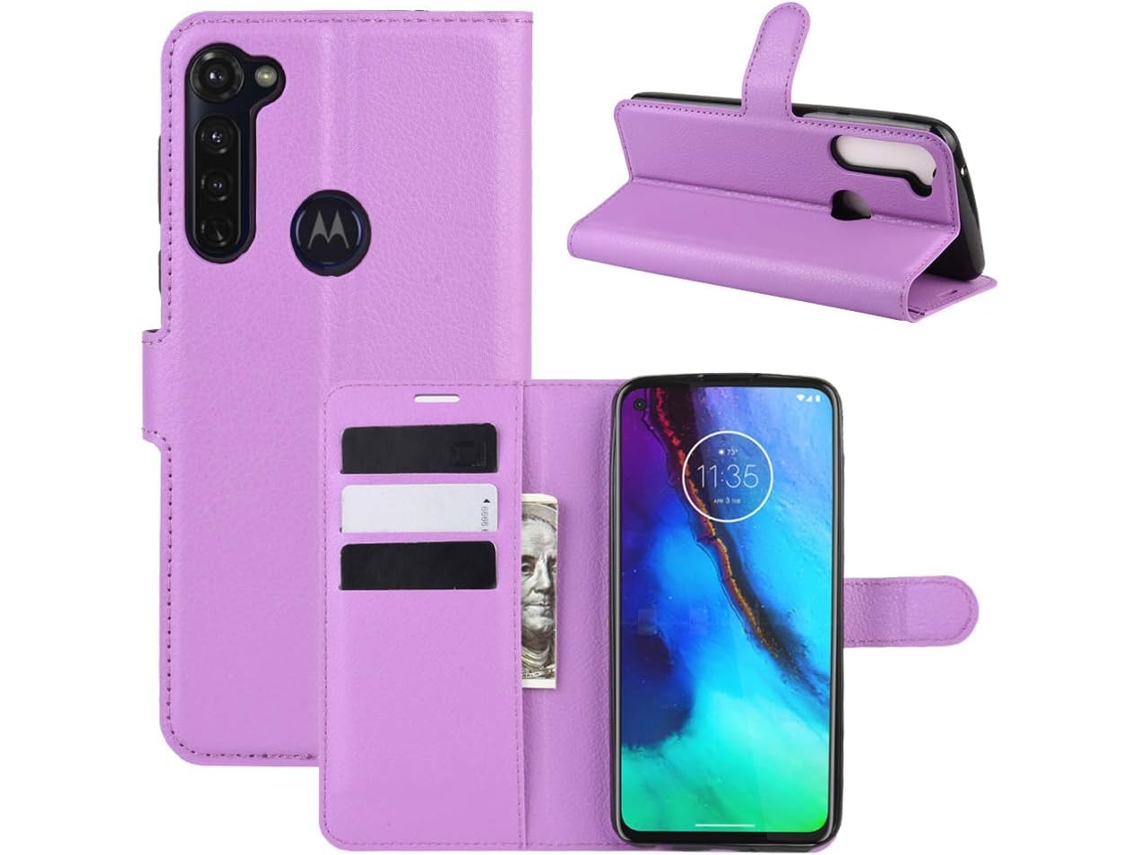 Caneta Stylus Fecho para Motorola Moto G Stylus 6,4 HONGWE. Pele Sintética Magnética Roxo