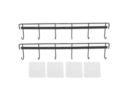Suporte De Parede Para Roupas Aço Inox 6 Ganchos Preto