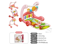 Brinquedo 2 em 1 para Bebês: Andador Multifuncional com Pedais e Piano.harpa do Sol Floresta Alegre Rosa CHENNNLS
