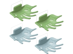 Conjunto De 4 Saboneteiras De Chuveiro Sem Furos - Azul E Verde