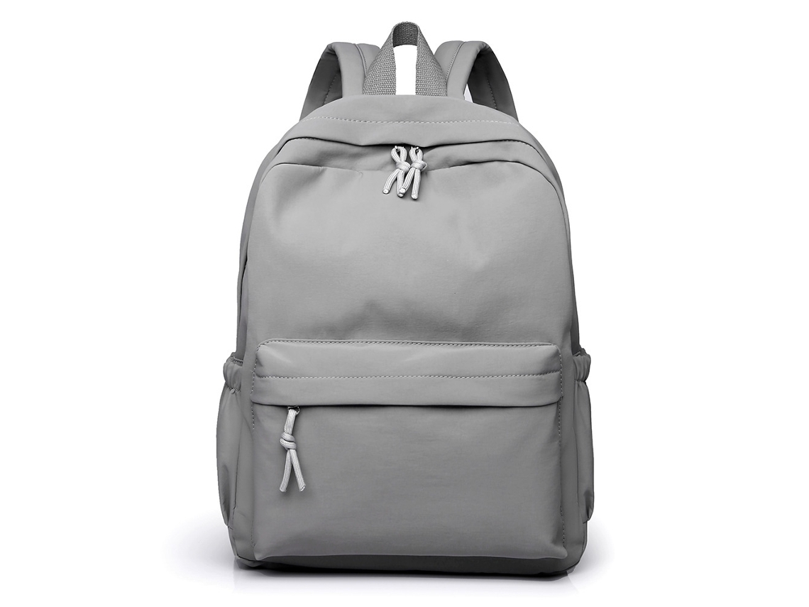 Tressino Mochila Minimalista Em Nylon Amassado Com Efeito Lavado, Cinza, 14 Polegadas, 28cm, 11cm, 39cm